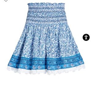 **NWT**POUPETTE ST BARTH Smocked Floral Cotton Mini Skirt, Size Small